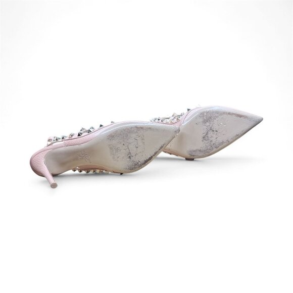 VALENTINO GARAVANI Rockstud Beige Pebbled Leather Caged Pumps Heels Size 38.5 US - Picture 11 of 12